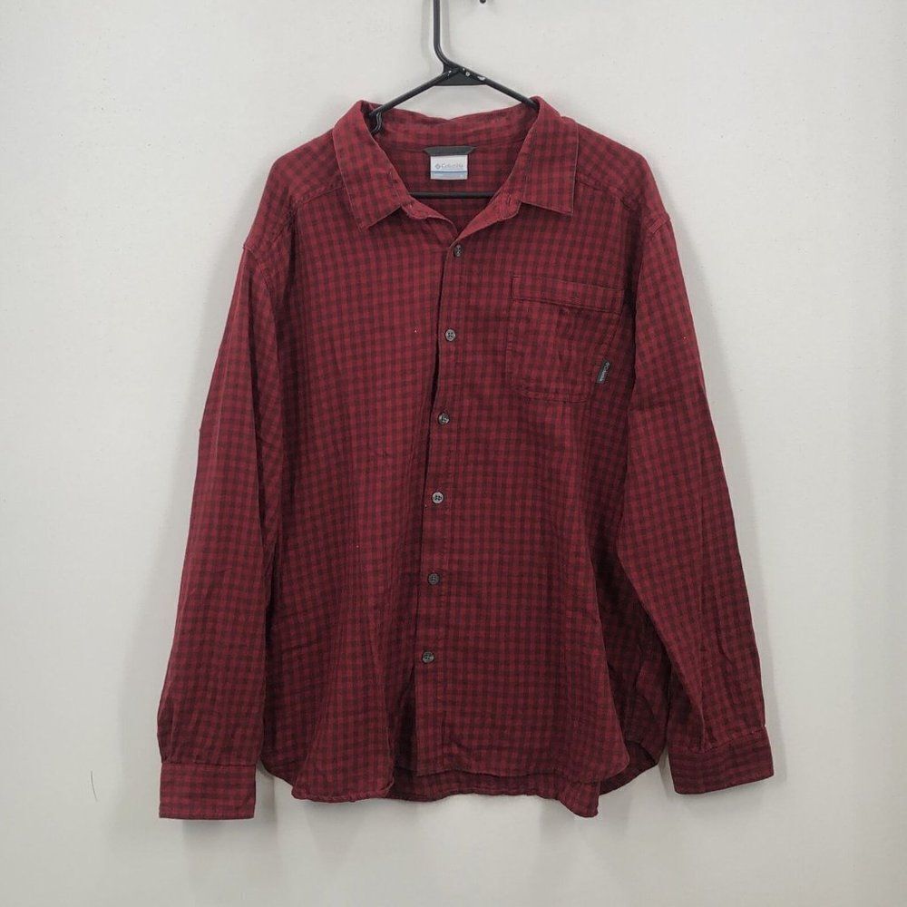 Columbia Sportswear Mens Red Long Sleeve Button Up Casual Shirt Size XL